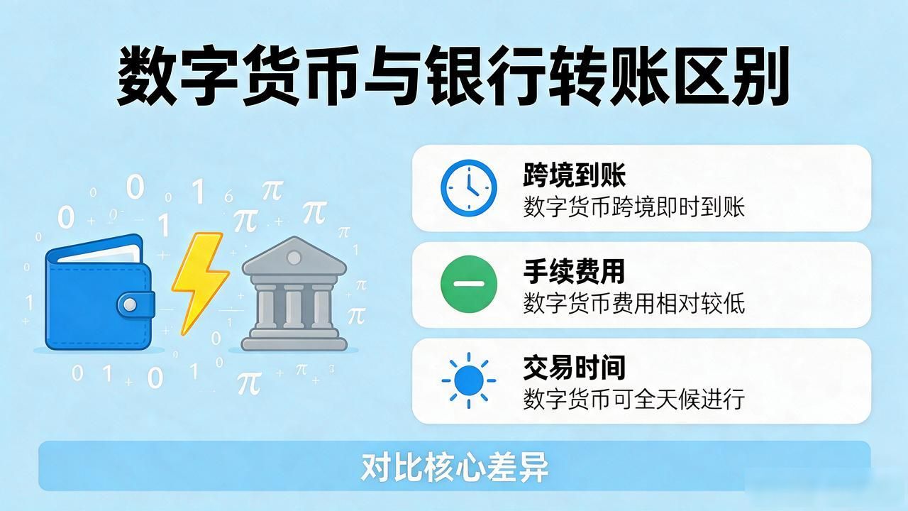 数字货币与银行转账的区别 数字货币转账和银行转账的不同 数字货币和传统银行转账的差异_数字货币跟转账区别