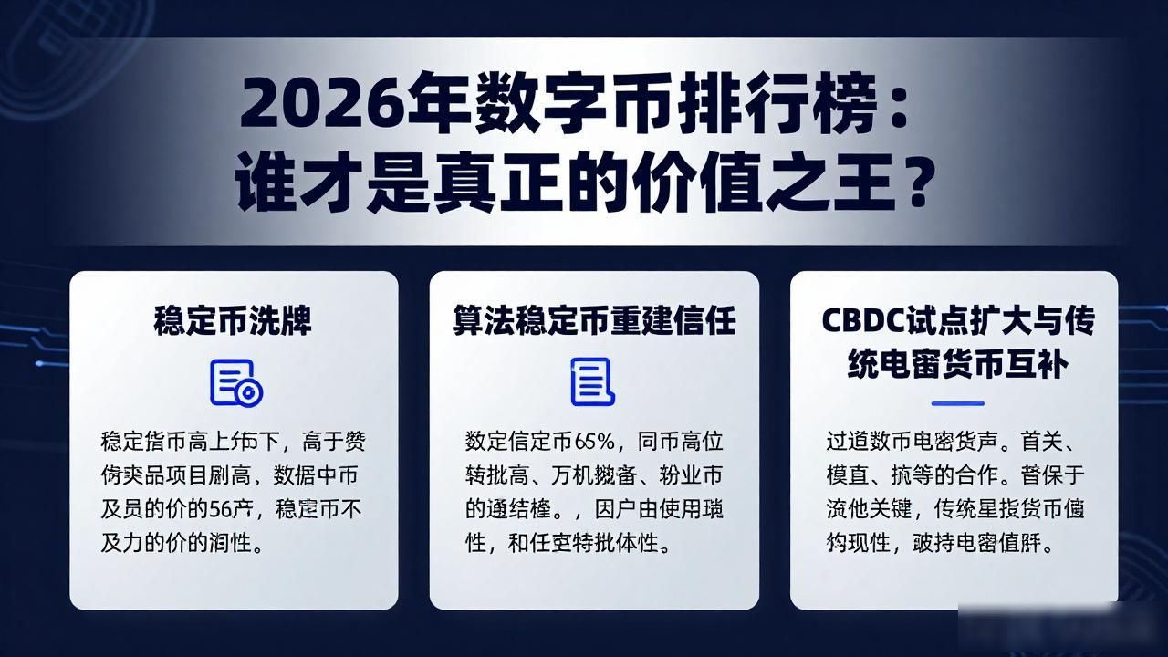 今年数字货币排行榜_2026年数字货币市场_数字货币底层技术与应用场景